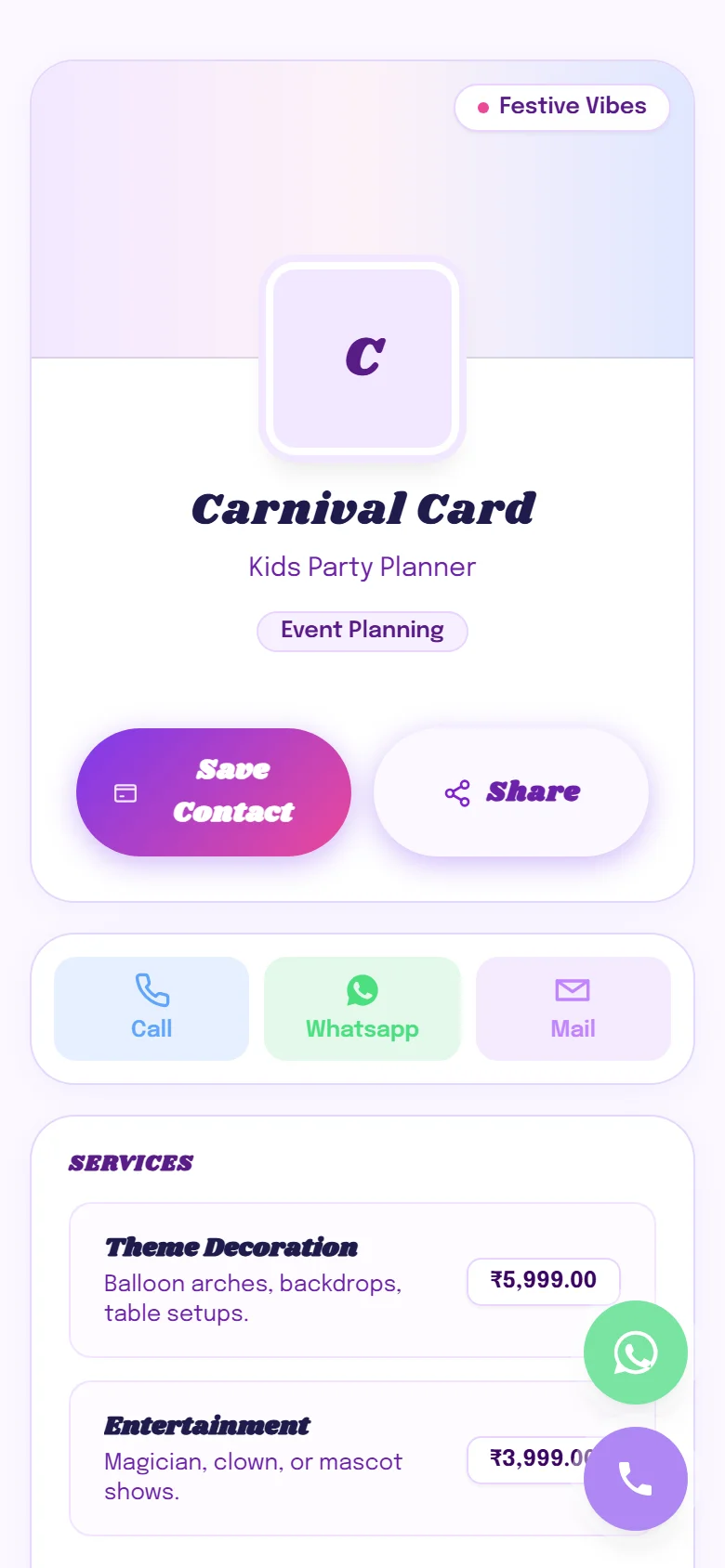 Carnival Card Preview