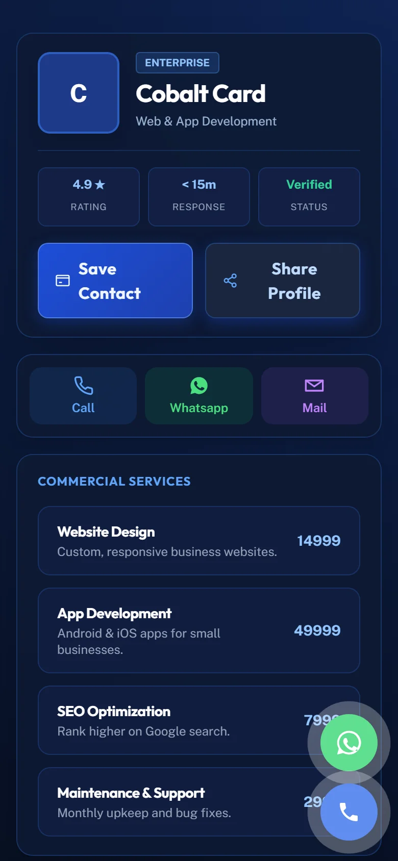 Cobalt Card Preview