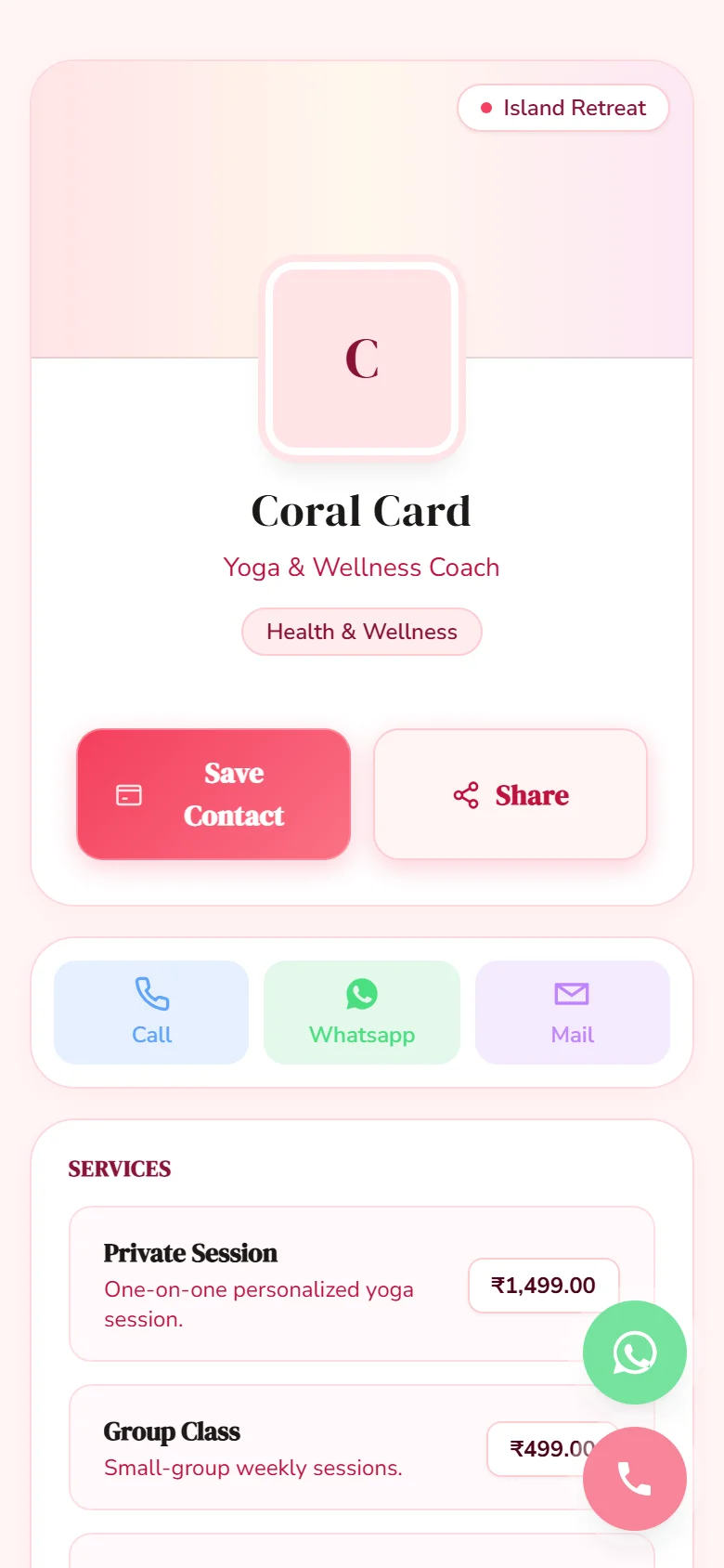 Coral Card Preview