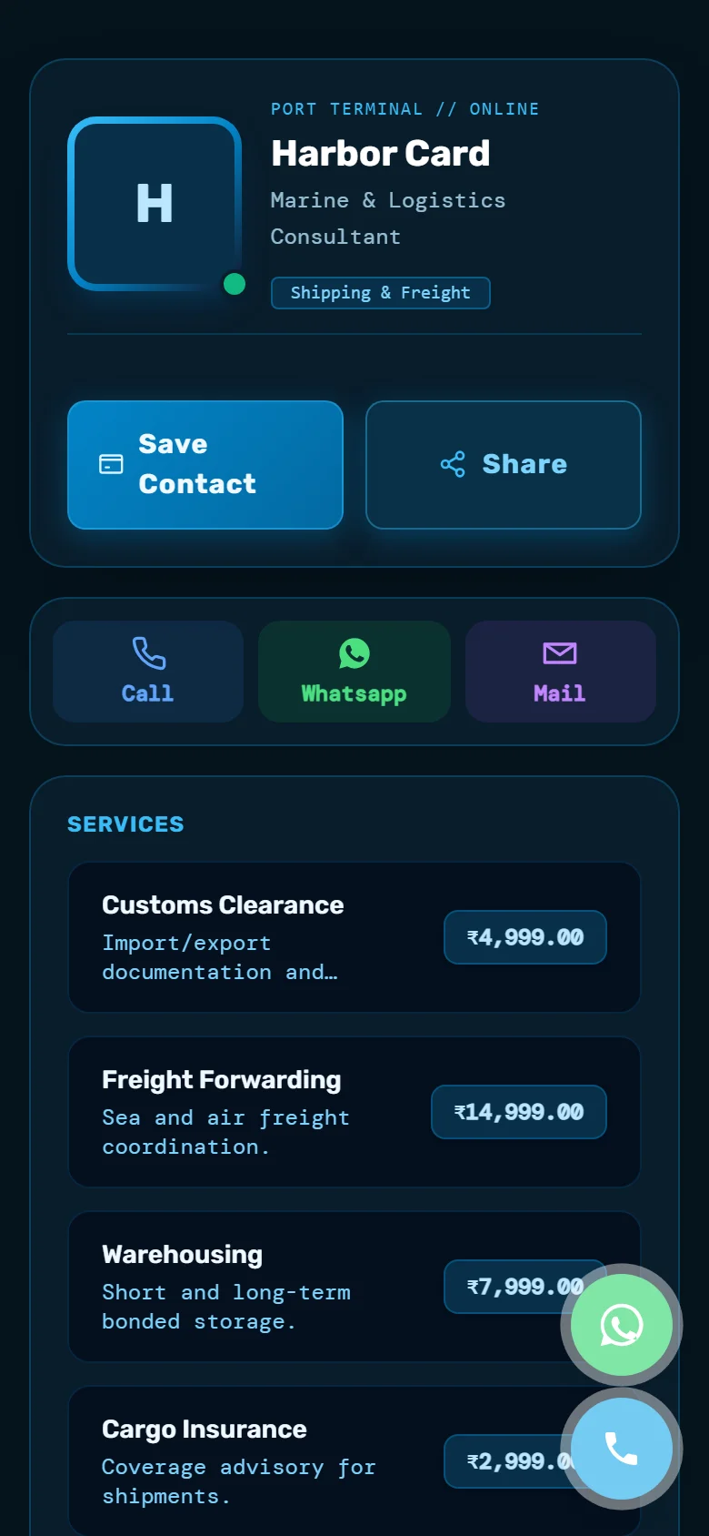 Harbor Card Preview