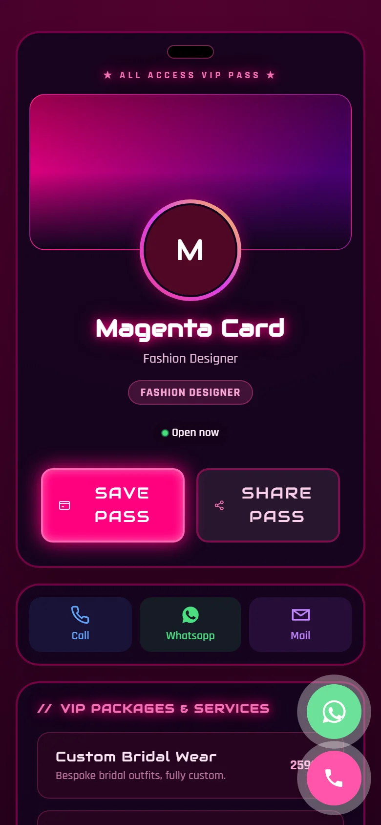 Magenta Card Preview