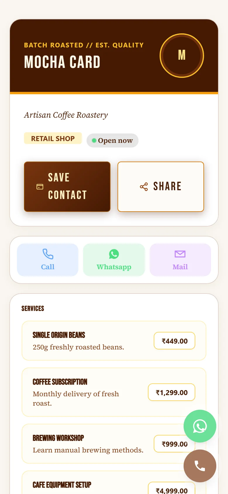Mocha Card Preview