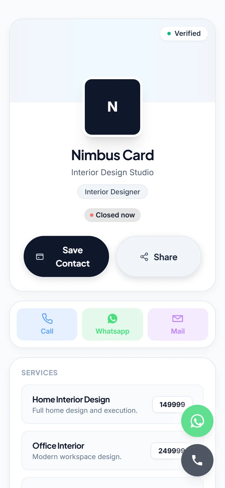 Nimbus Card Preview