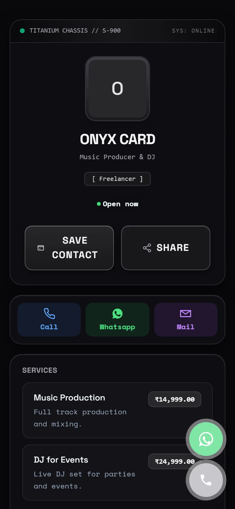 Onyx Card Preview