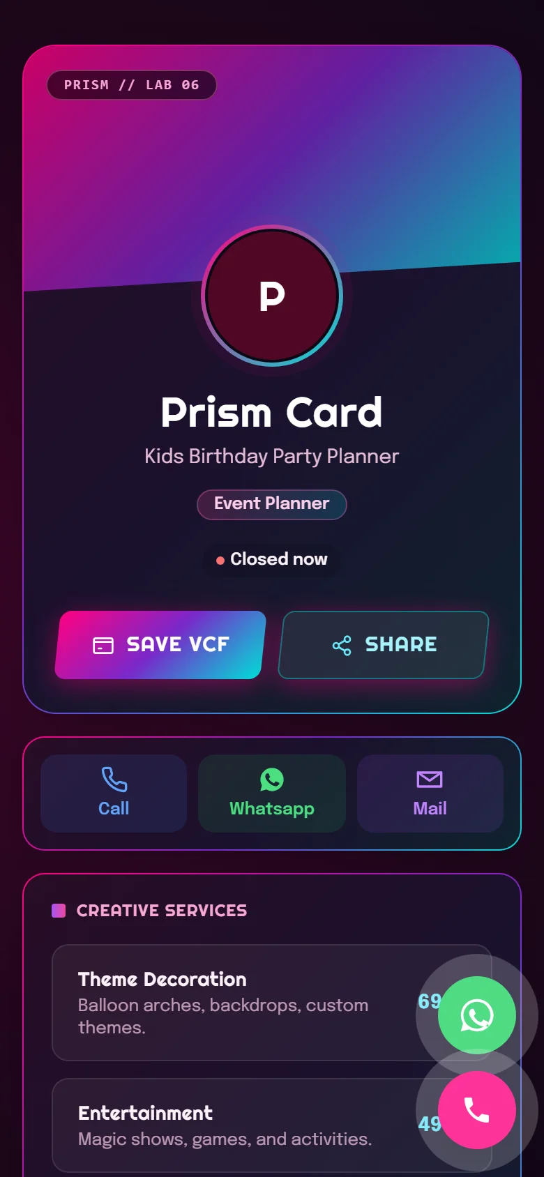 Prism Card Preview
