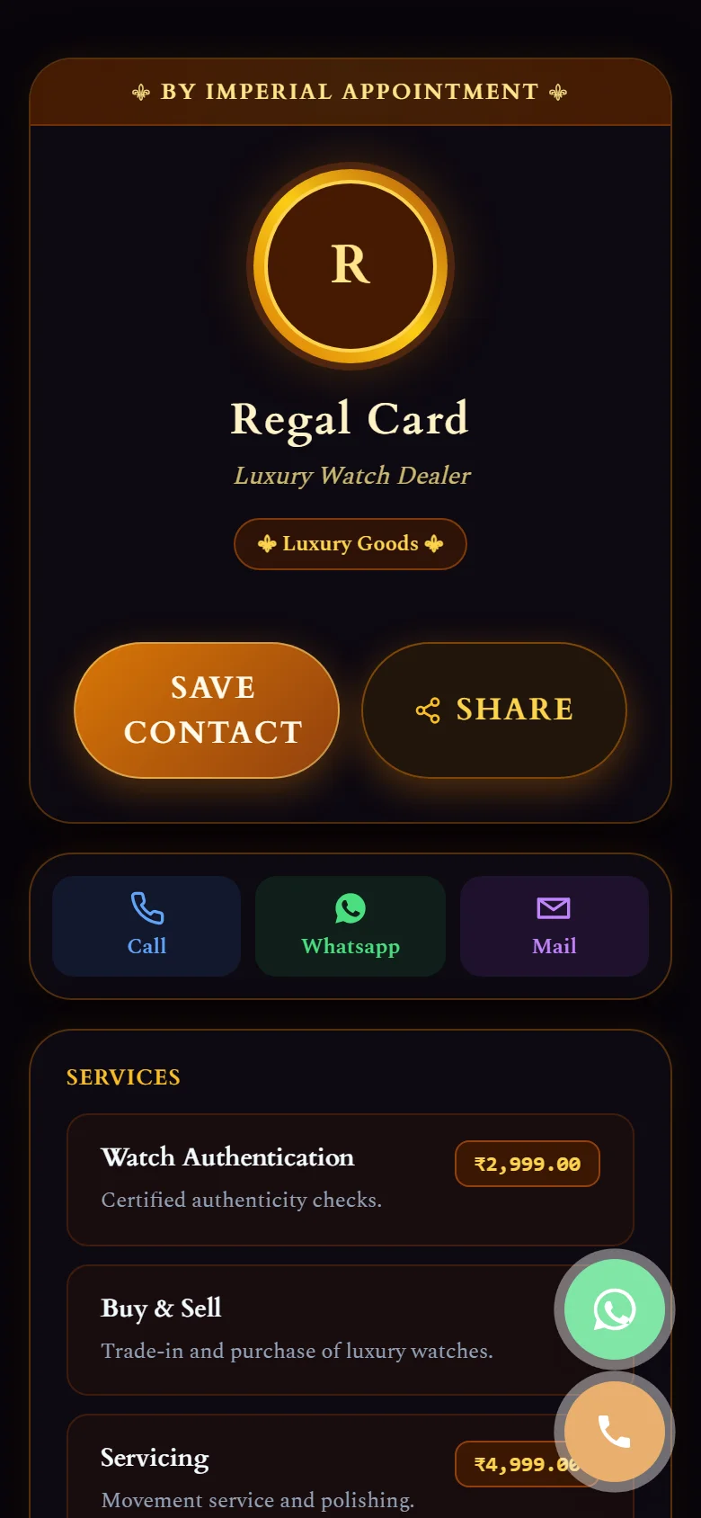 Regal Card Preview