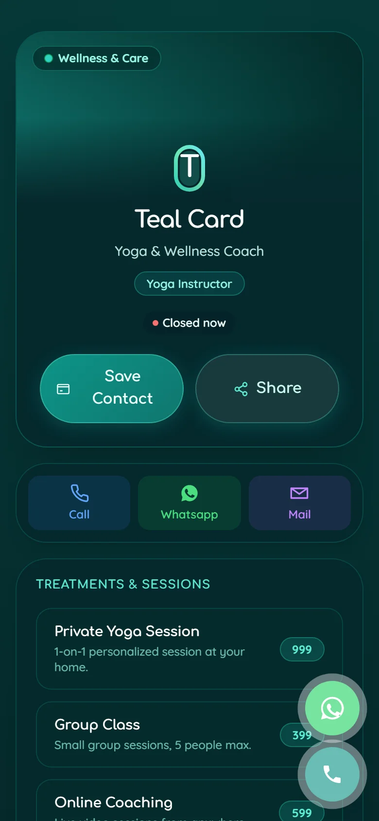 Teal Card Preview