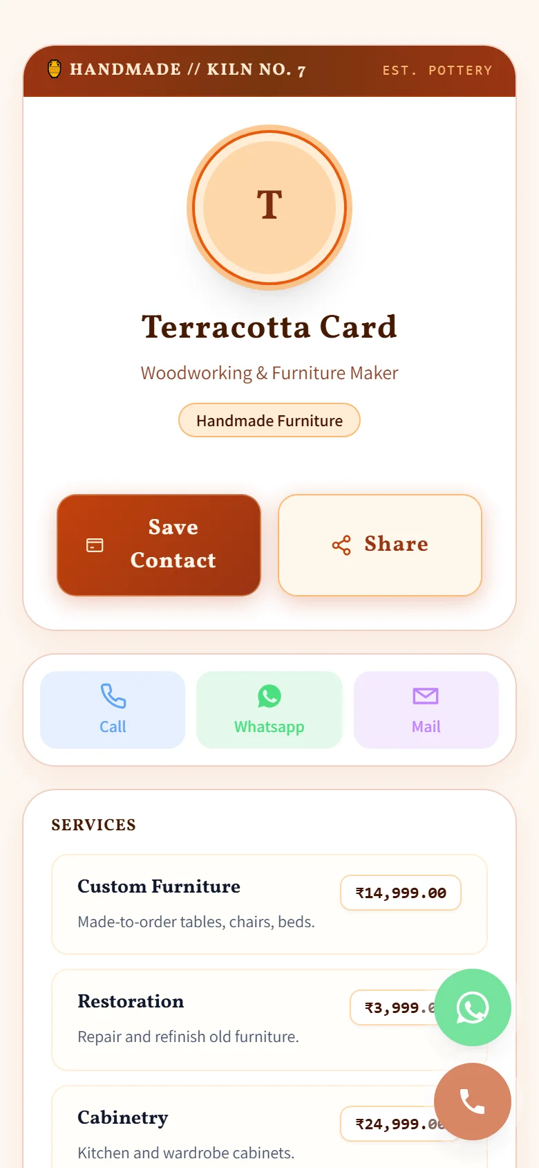 Terracotta Card Preview